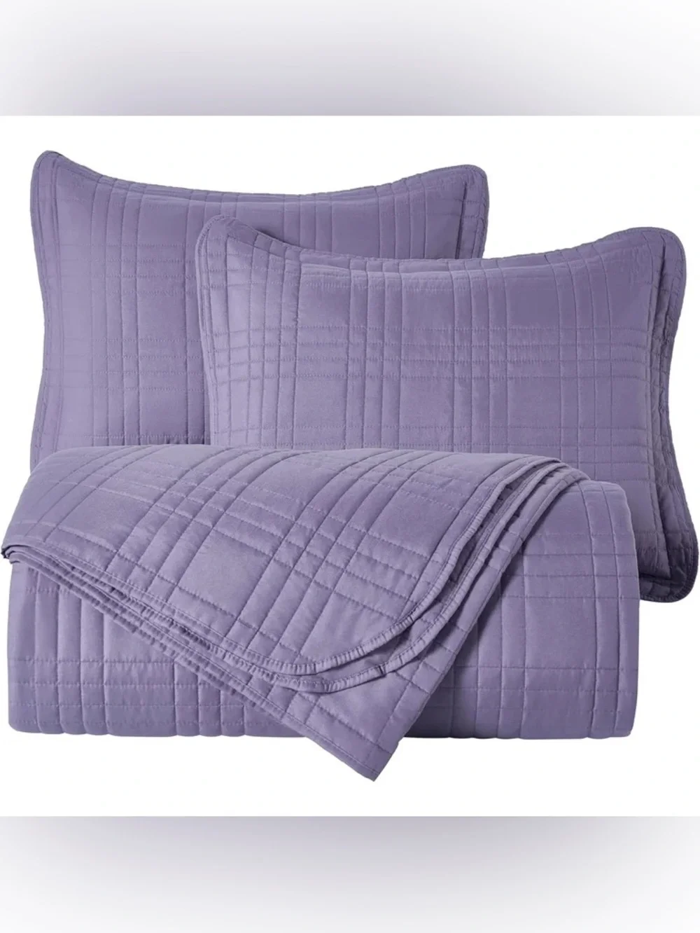 Lavender Quilted king 3 piece Bedspread Set